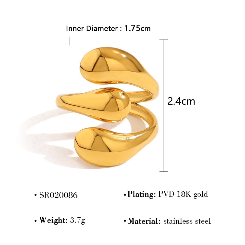 Titanium steel ring 18K gold non-fading women's light luxury high-end European and American stainless steel lava open ring hand jewelry