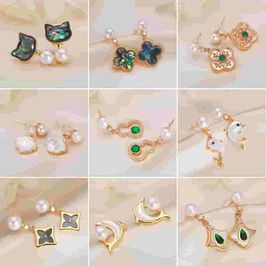 Freshwater Pearl Earrings s925 Silver Needle Fritillaria Earrings Advanced Sense to Send Girlfriends