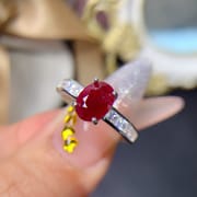 Old burn natural ruby 6*8mm ring live 925 silver fashion female ring trembles live supply batch