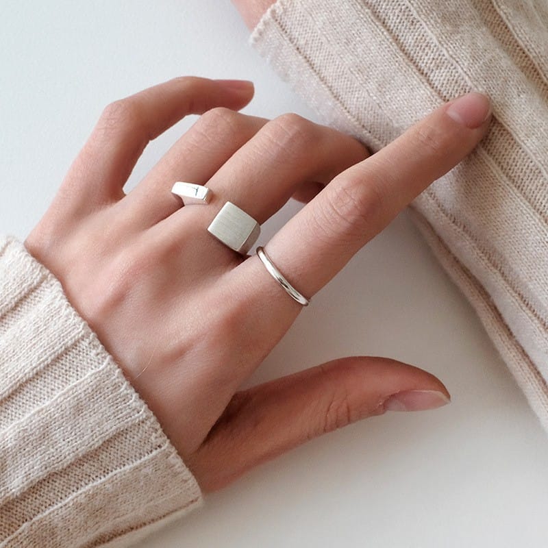 S999 pure silver basic plain ring glossy ring female niche design versatile simple ring female