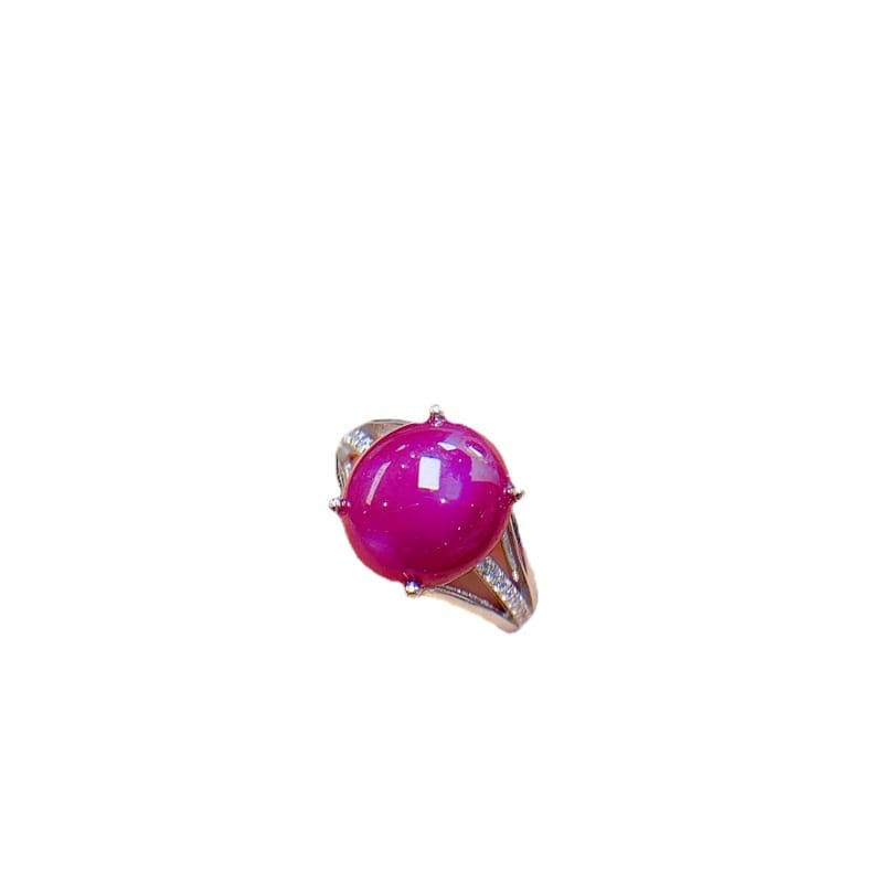 Natural Egg noodles old roasted ruby ring 925 silver 10 * 12mm open mouth first-hand supply live broadcast supply
