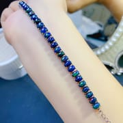 Black European women's bracelet inlaid 925 silver natural opal bracelet women's chain live supply wholesale