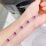 Fashion New Simple Watch Chain Japanese Style Light Luxury DIY Natural Burned Ruby Bracelet 925 Silver Live Supply