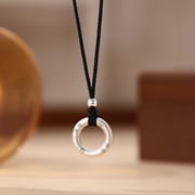 Po S999 Silver Fortune Peace Ring Necklace Simple Chinese Couple Necklace Distinctive Clavicle Chain