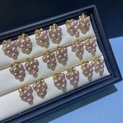 Natural Freshwater Pearl Earrings Grape String Retro Elegant Ear Studs Exquisite Simple Earrings Advanced Sense New Earrings