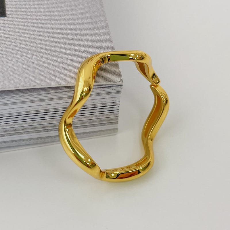 Cold Style Stacked Open-mouth Ring Food Finger Ring 925 Sterling Silver Wave Cross-border High-end Style Jewelry