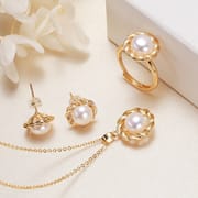 Jewelry Pearl Ring Earrings Set Ethnic Pearl Pendant Freshwater Pearl Necklace Women