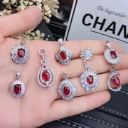 Natural ruby necklace 925 silver style wholesale color pigeon red blood can be used as certificate