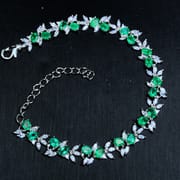 925 silver inlaid natural emerald bracelet with extended chain Women's bracelet TikTok supply wholesale