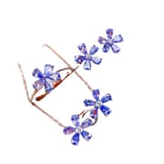 Natural Rose Stone suit 925 silver inlaid natural Rose Stone suit ring open mouth one-piece delivery