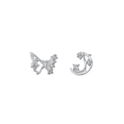 Po S999 Foot Silver Niche Design Butterfly Moon Earrings Women's Sweet Han Feng Fresh Elegant Earrings for Hair