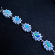 Natural opal bracelet wholesale 925 silver inlaid fashion round drill live for 5*7mm