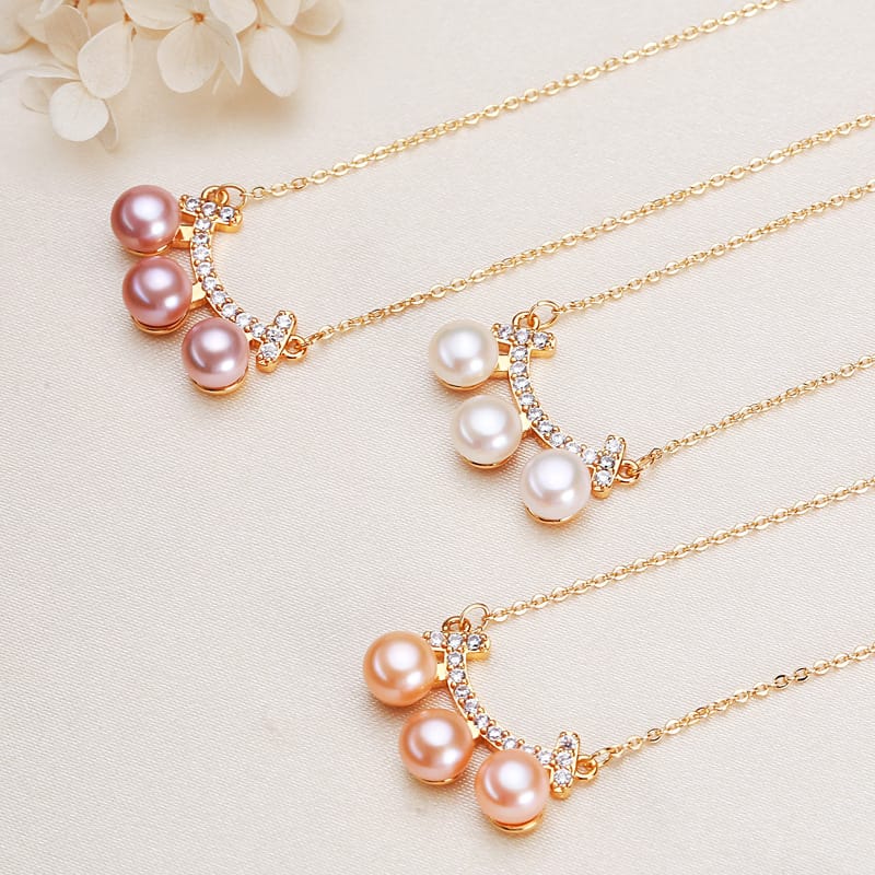 Pearl Jewelry Balance Beam Necklace Girly Temperament Freshwater Pearl Pendant Clavicle Chain Necklace Women