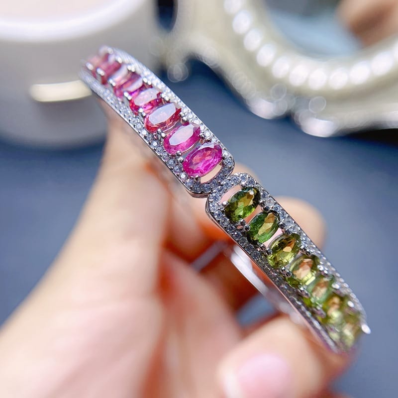 New on new 925 silver natural tourmaline bracelet gift wholesale