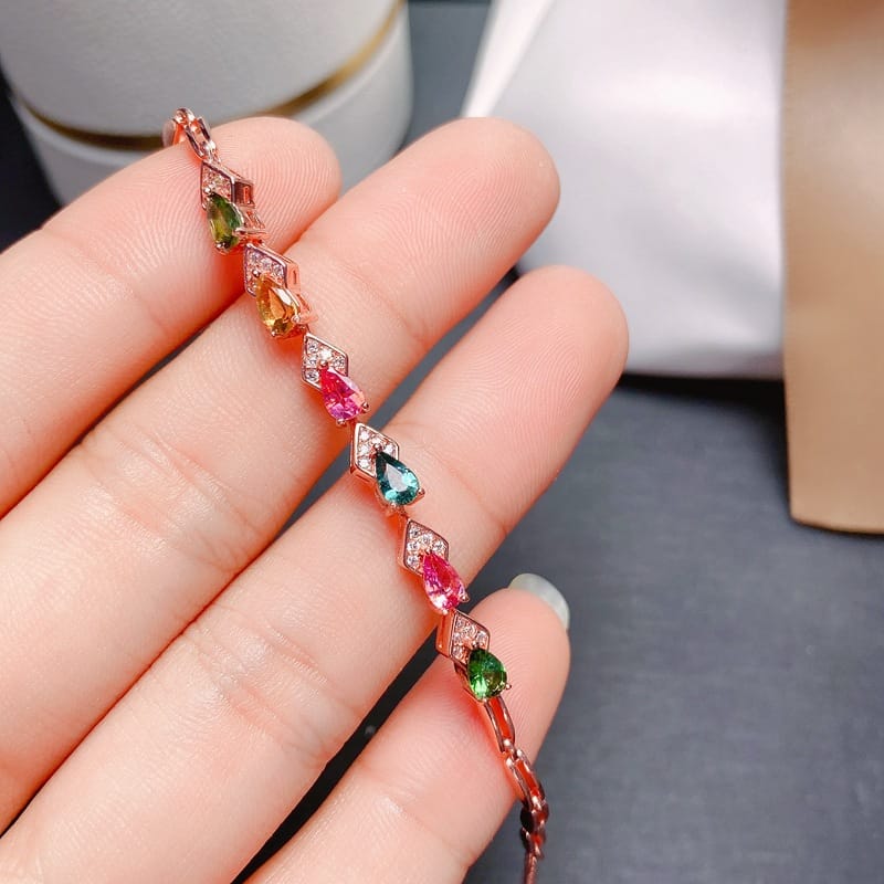 Natural tourmaline bracelet colorful treasure wholesale live broadcast supply gem quality good style exquisite detection