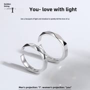 S925 Sterling Silver Projection Couple Ring Does Not Fallen Niche ins Wind Shake Simple Ring Men and Women in the Name of Light