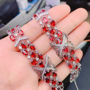 Natural garnet bracelet women 925 silver 4 * 6mm Garnet girl bracelet gift colorful treasure wholesale