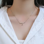 Aobao S999 pure silver smiling butterfly necklace niche design line exquisite diamond-embedded fashion light luxury clavicle chain