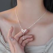 Po S999 Silver Princess Butterfly Love Necklace Women's Light Luxury Niche High-end Design Sense Clavicle Chain