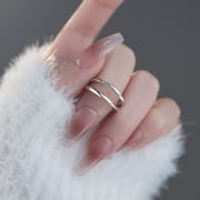 Po S999 silver nail sand smooth ring personality fashion niche design simple fresh open ring generation hair