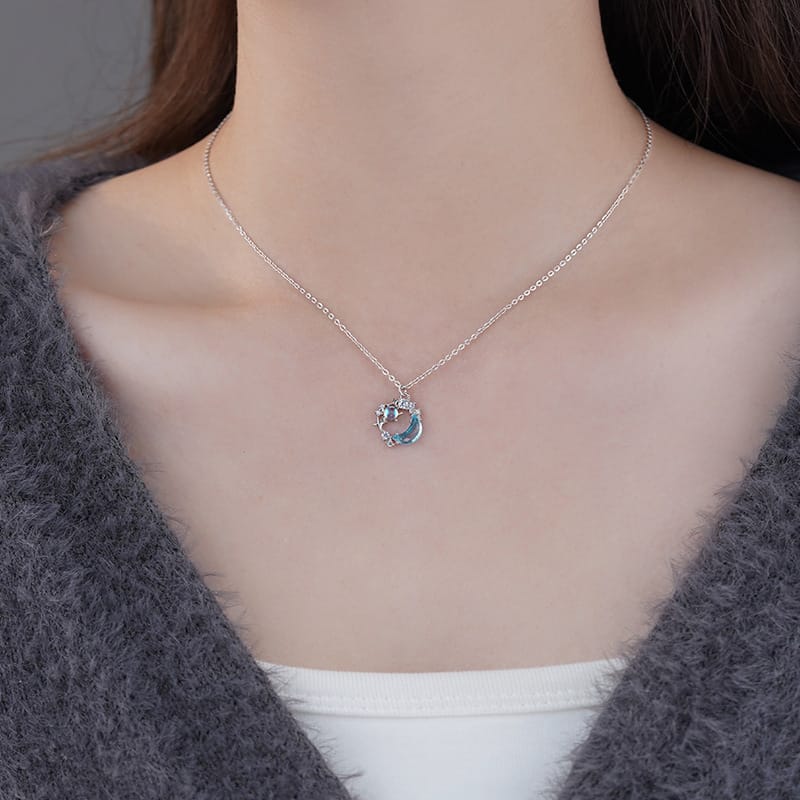 Po S999 pure silver small fresh Wang Quan moon necklace sweet niche design ins gentle clavicle chain generation hair