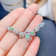 New natural opal necklace 3*4mm necklace dress evening gift with necklace fashion pendant 925 silver ladies