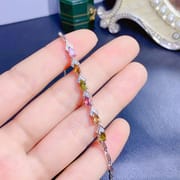 Fashion Light luxury new simple natural tourmaline women's bracelet 925 silver color treasure wholesale gift for girlfriend