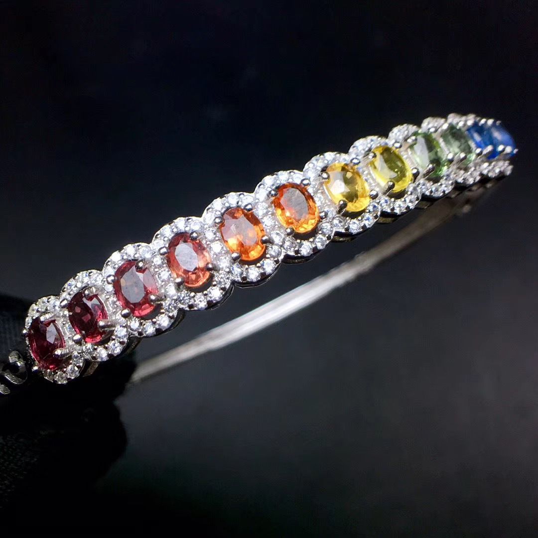 Natural color sapphire bracelet 925 silver jewelry live supply