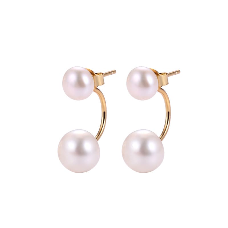 Natural Freshwater Pearl Earrings Korean Temperament Size Two-sided Bead Earrings Fashion Trend Simple Earrings