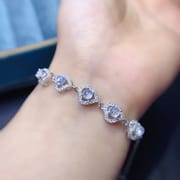 925 silver inlaid natural blue moonstone bracelet wholesale 3.5*3.5mm crystal clean with long chain