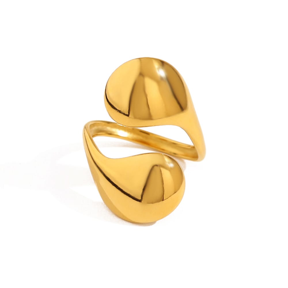 Titanium steel ring 18K gold non-fading women's light luxury high-end European and American stainless steel lava open ring hand jewelry