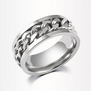 Cross-border Stainless Steel Jewelry Pressure Pattern Rotatable Chain Open Wine Bottle Titanium Steel Ring Men's Open Bottle Ring