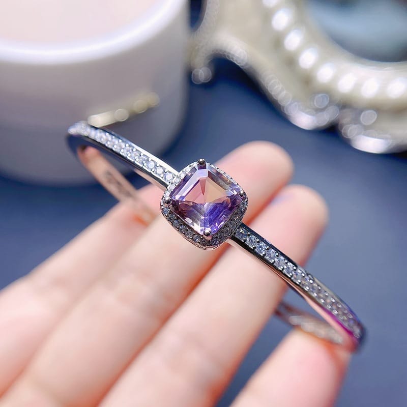 New on the new 925 silver natural Asche purple yellow crystal bracelet gift wholesale