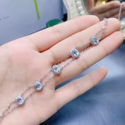 Fresh natural aquamarine bracelet 925 silver wholesale Women's bracelet 6 * 4mm crystal clean for girlfriend