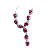 Fashion natural garnet necklace 925 silver inlaid garnet with Row Women's clavicle necklace wholesale
