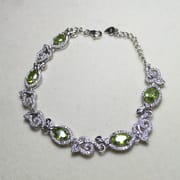 Natural olivine bracelet wholesale 925 silver