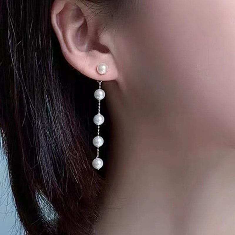 Natural fresh water pearl gypsophila long tassel earrings S925 silver pin earrings a two-wear niche earrings for women