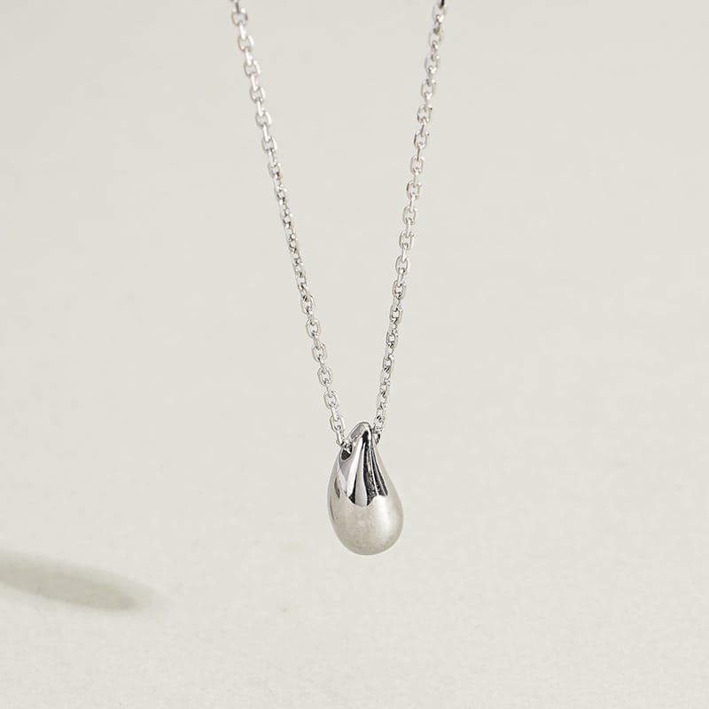 S925 Sterling Silver Necklace Vintage Fashion Elegant Simple Water Drop Pendant Women Necklace Clavicle Chain Jewelry Trendy