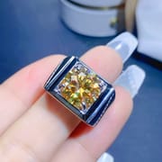 Men's diamond ring. 5 karat Yellow Diamond men's ring tested diamond pen with GRA certificate D color