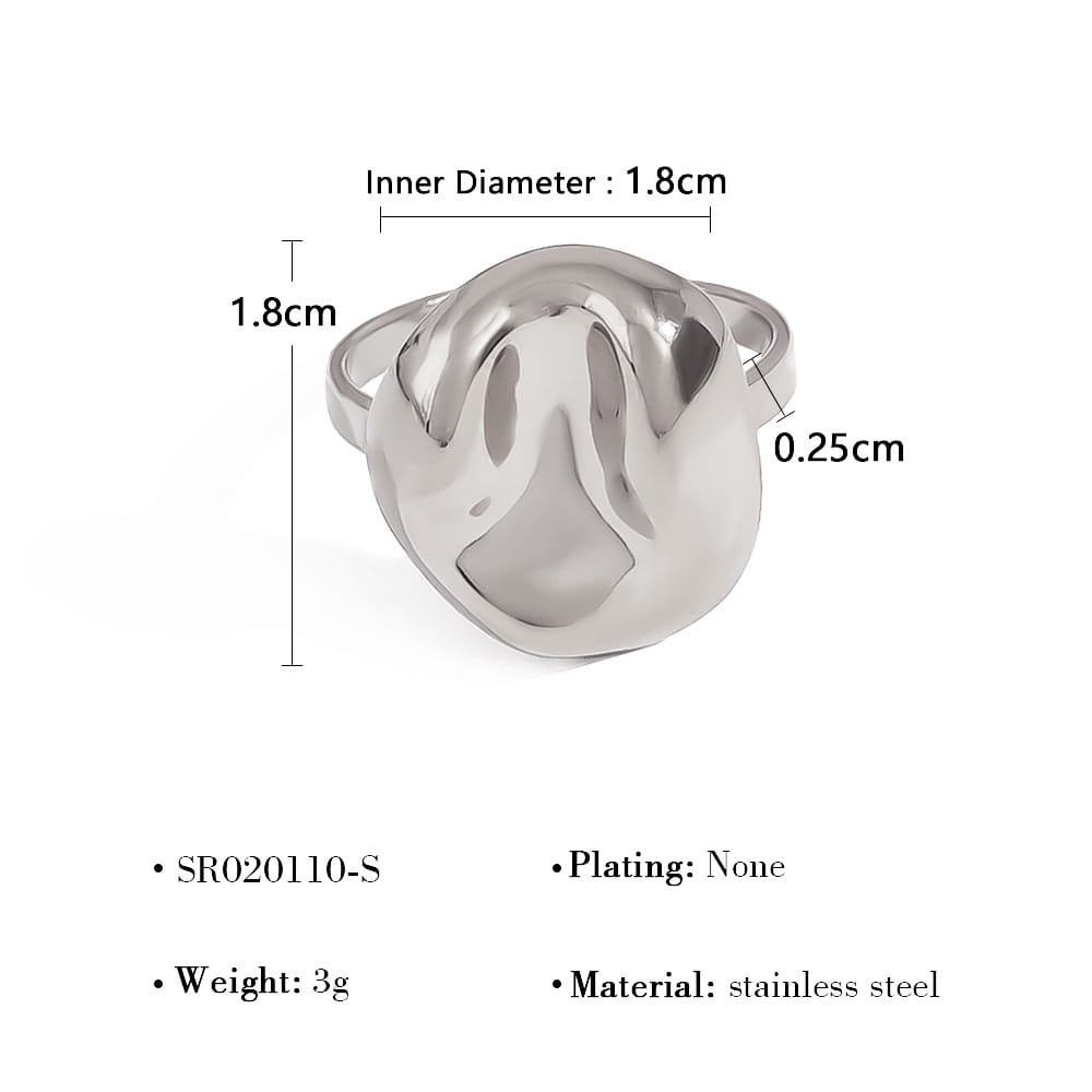 Titanium steel ring 18K gold non-fading women's light luxury high-end European and American stainless steel lava open ring hand jewelry