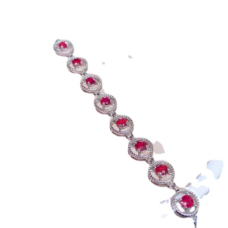 One-piece delivery girl ruby bracelet 925 silver ruby bracelet wholesale with extended chain adjustable