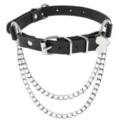European and American Punk Gothic PU Leather Irregular Collar Necklace Distinctive Heart Love Chain Collarbone Necklace