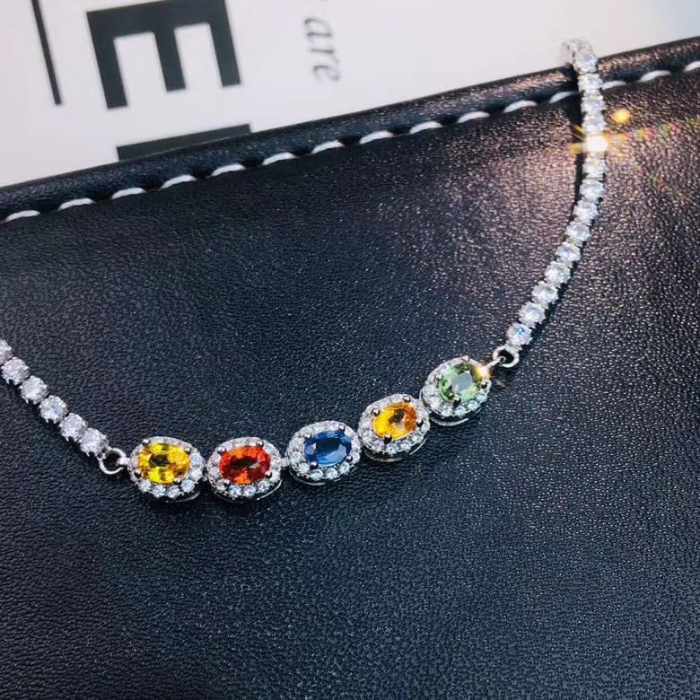 Color Sapphire Bracelet Natural Sapphire 925 Silver Jewelry Supply