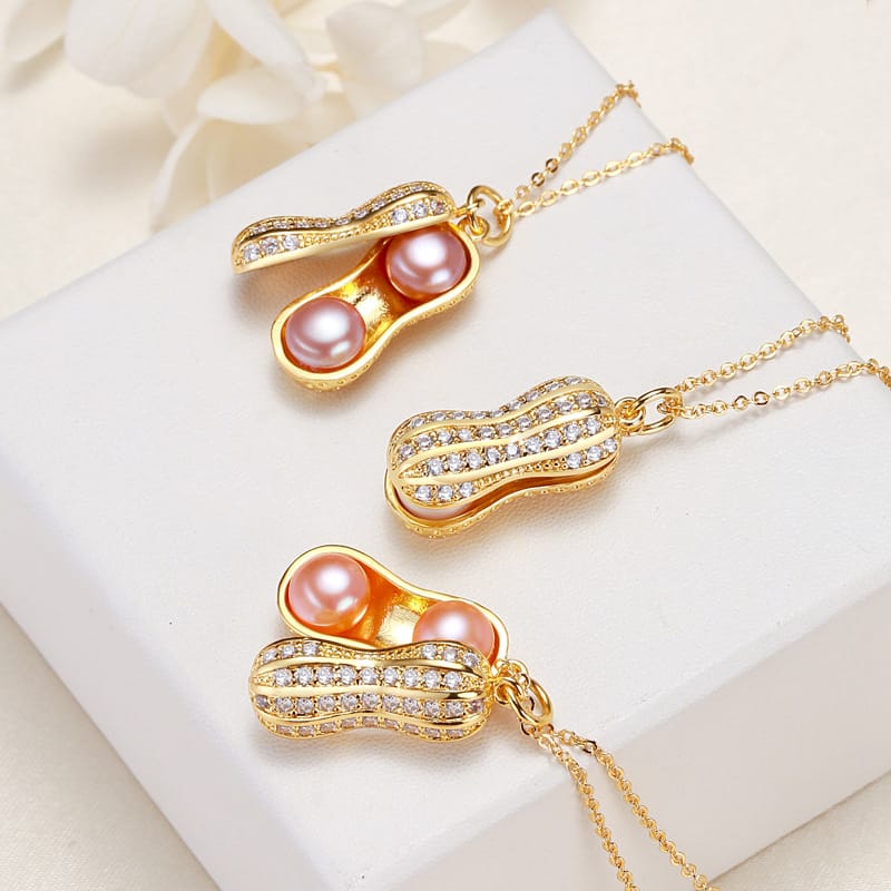 Jewelry semicircle pearl necklace pendant gold necklace fresh water pearl jewelry women