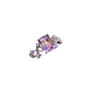 Natural Amethyst Ring Half Purple and Half Yellow Color Fresh 925 Silver Design Gem Inspection