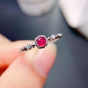 Ruby Ring with burnt red treasure color bright rich beautiful style exquisite natural gem wholesale