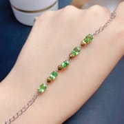 Natural Shafrei Garnet Bracelet Girl Bracelet 925 Silver Fresh Green Exquisite Color Treasure Wholesale
