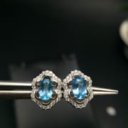 925 Silver Inlaid New Topaz Earrings Swiss Blue Natural Gem Factory Wholesale Color Treasure Monopoly