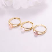 Pearl Zircon Diamond Opening Adjustable Ring Light Luxury Niche Fashion Finger Ring Fresh Water Pearl Jewelry for Women