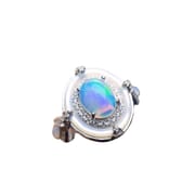 Factory wholesale explosions natural white opal ring S925 silver inlaid main stone 7*9 selling Europe and the United States a generation of hair